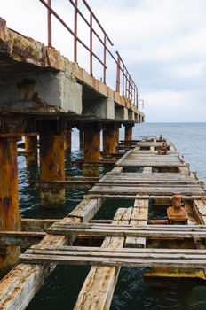 deserted old bridge floor. rusty and unusable. 