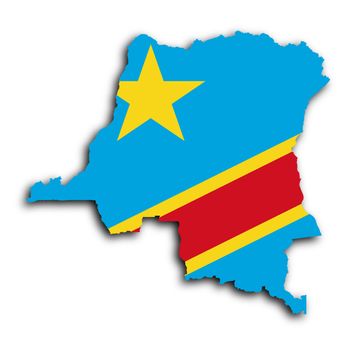 Map of Congo, filled with the national flag