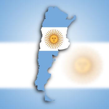 Map of Argentina filled with the national flag