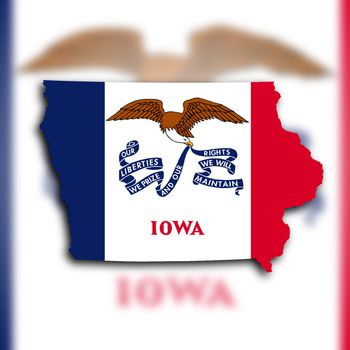 Map of Iowa, filled with the state flag