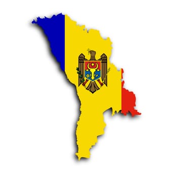 Map of Moldova filled with the national flag