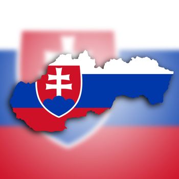 Map of Slovakia filled with the national flag