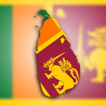 Map of Sri Lanka filled with the national flag