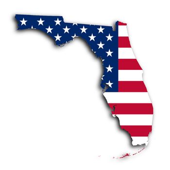 Map of Florida, filled with the national flag