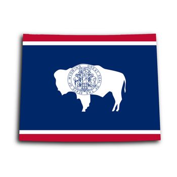 Map of Wyoming, filled with the state flag