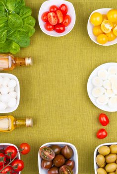 Set for a spring salad ingredients round