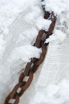 abstract metal thick chain. Old and rusty