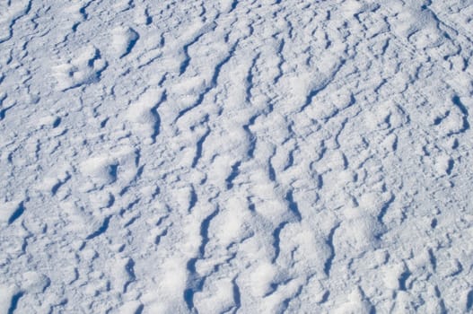 Close up of uneven white snow surface