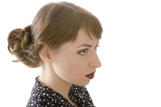 portrait of the beautiful young girl, 
isolation on a white background