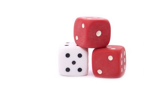 Dice.Three-dimensional gaming dice on a white background