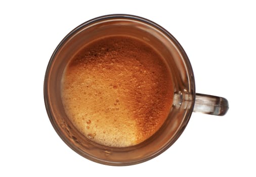 A cup of coffee on a white background