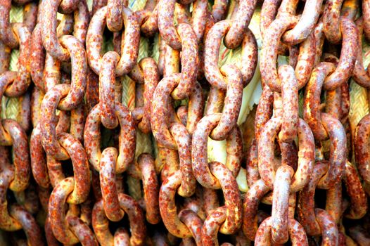 Anchor chains on a fishing boat.