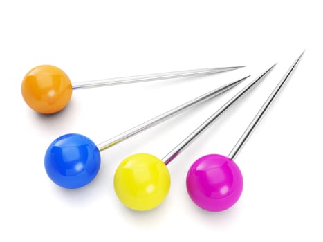 Group of colorful pins. Graphic illustration on a white background