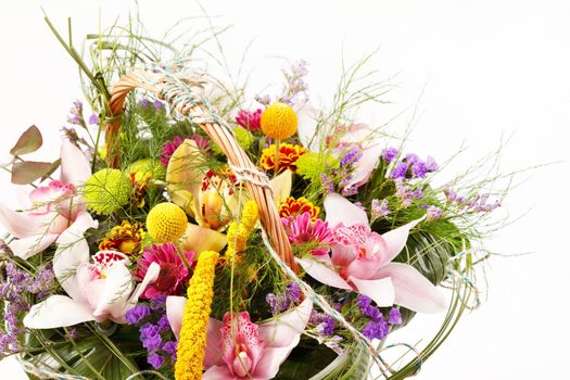 Beautiful flowers in a basket 