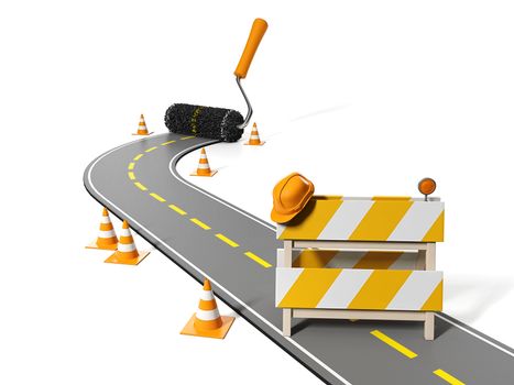 3d illustration: Repairs, maintenance and construction of pavement