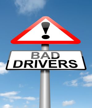 Illustration depicting a sign with a bad driver concept.