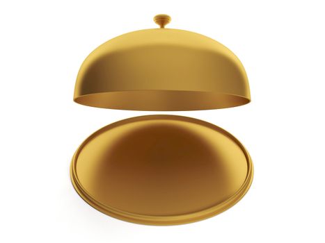 Golden tray on white background