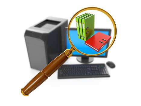 3d illustration of computer technology. Search for a particular folder on your computer