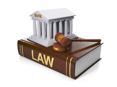 3d illustration: Legal assistance. The legal situation of the banks, the violation of the law