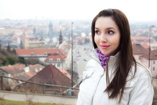 portrait of a beautiful young woman in Prague