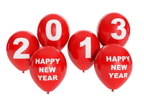 3d illustration: Holidays and events. Group of balloons, happy new year 2013