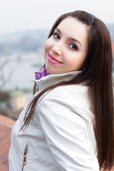 portrait of a beautiful young woman in Prague