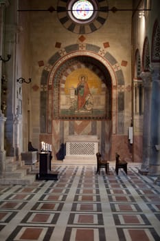 Chiusi - The Romanesque Cathedral  of San Secondiano, built around 560 AD over a pre-existing basilica, and renovated in the 13th C. It has a nave and two aisles supported by antique columns.