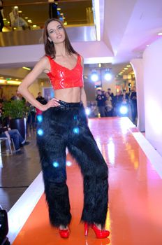 WROCLAW, POLAND - MARCH 23:  Polish model walks the runway at the Wroclaw's Designer School fashion show. Designers present their work in Renoma shopping plaza on March 23, 2013 in Wroclaw, Poland.