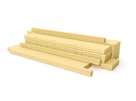 3d illustration: A group of wooden planks