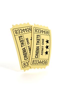 3d illustration: Two tickets to the movies. Isolated image