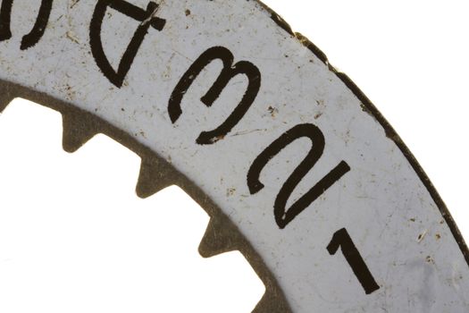 Dates ring for a watch close up with one, two, three and four showing.