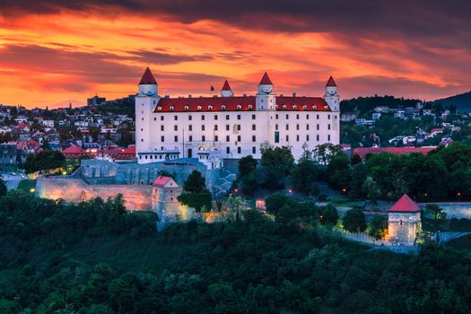 The castle in Bratislava (Slovakia) at sunset