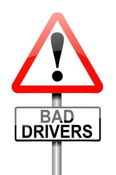 Illustration depicting a sign with a bad driver concept.