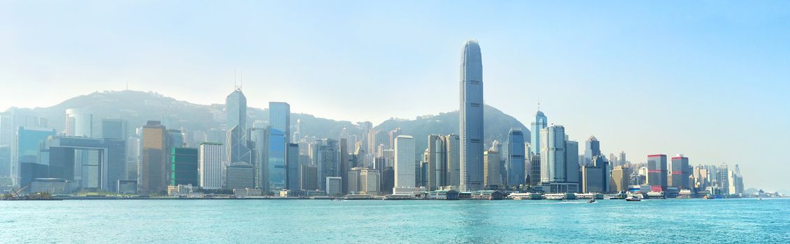 Panoramic view of Hong Kong island in the sunshine day