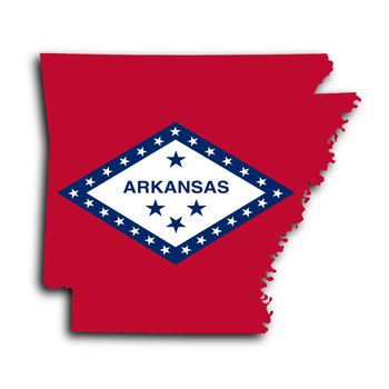 Map of Arkansas, filled with the state flag