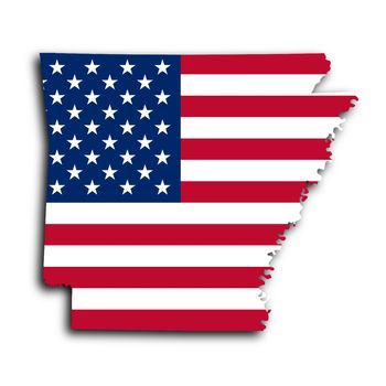 Map of Arkansas, filled with the national flag