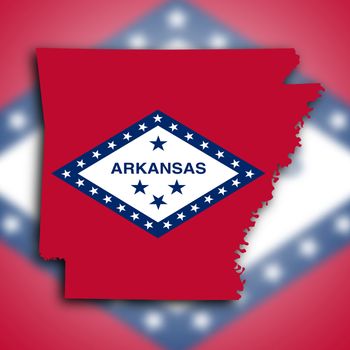Map of Arkansas, filled with the state flag