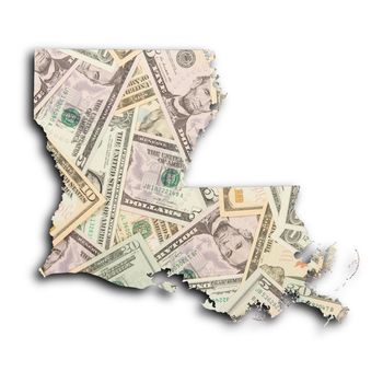 Map of Louisiana, filled with US dollars