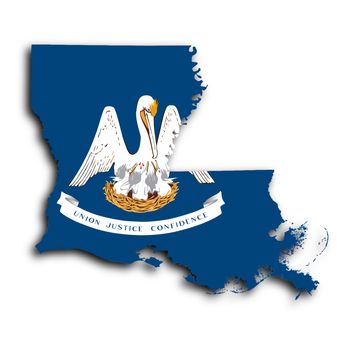 Map of Louisiana, filled with the state flag
