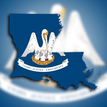 Map of Louisiana, filled with the state flag