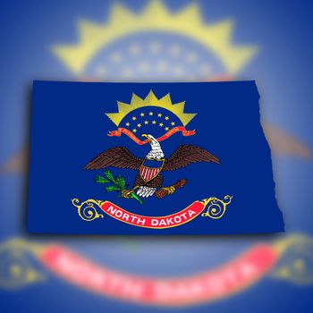 Map of North Dakota, filled with the state flag