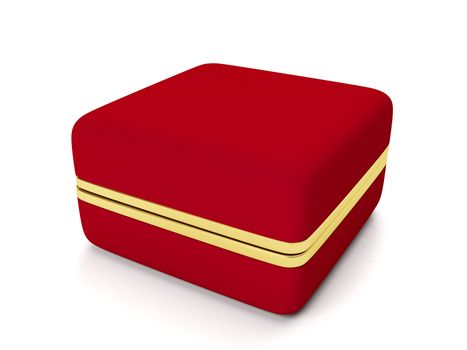 Red gift box for gold jewelry on a white background