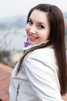 portrait of a beautiful young woman in Prague