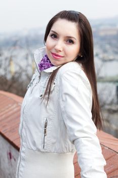 portrait of a beautiful young woman in Prague