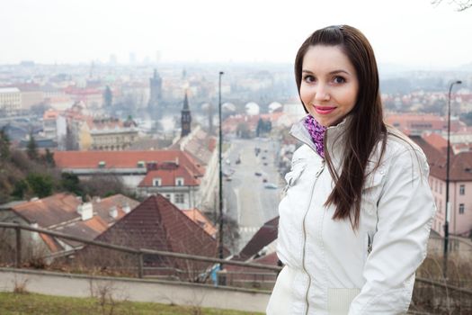 portrait of a beautiful young woman in Prague