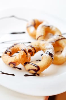 donuts with chocolate sauce