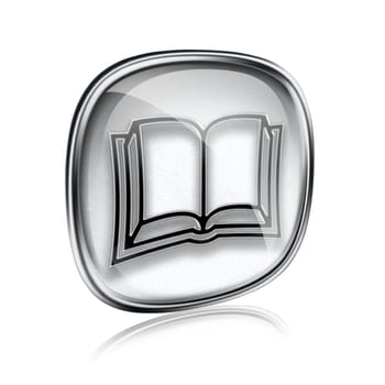 book icon grey glass, isolated on white background.