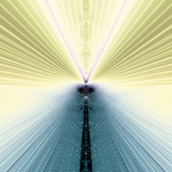 Elegant fractal design, abstract art, blue and golden rays