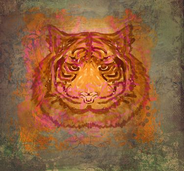 vintage paper background with tiger