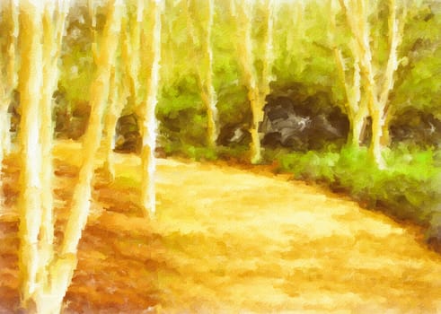 Lovely digital painting of a rural woodland scene